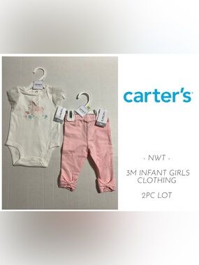 🆕CARTER’S - 3M - NWT - INFANT GIRLS 2PC UNICORN ONESIE AND LEGGINGS LOT